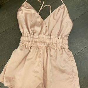 NWT pink satin romper